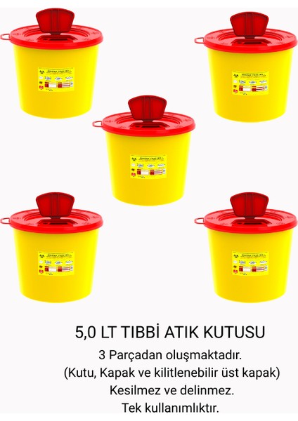 5 Lt Tıbbi Atık Kutusu 5'li