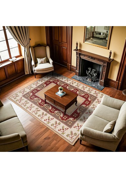 Krem Bordürlü Modern Etnik Desenli Halı | Makinada Yıkanabilir | Hav Toz Vermez | Leke Tutmayaz | Kaymaz Taban | Dijital Makine Baskı | Salon Yolluk Mutfak Halısı fiyatları