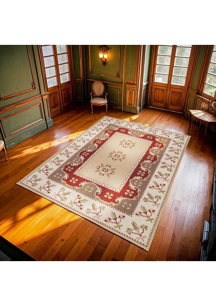 Krem Bordürlü Modern Etnik Desenli Halı | Makinada Yıkanabilir | Hav Toz Vermez | Leke Tutmayaz | Kaymaz Taban | Dijital Makine Baskı | Salon Yolluk Mutfak Halısı modelleri