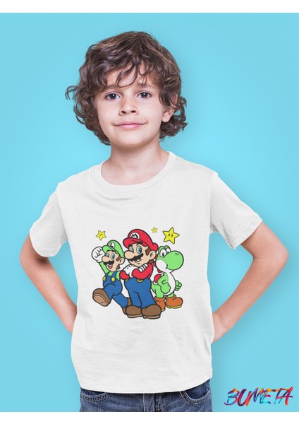 Super Mario Game Lugi Yoshi Çocuk Tişört T-Shirt