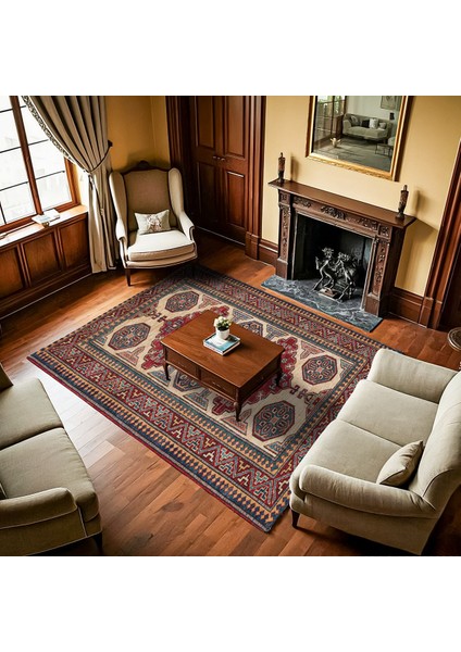 Krem Madalyon Modern Etnik Desenli Halı | Makinada Yıkanabilir | Hav Toz Vermez | Leke Tutmayaz | Kaymaz Taban | Dijital Makine Baskı | Salon Yolluk Mutfak Halısı fiyatları