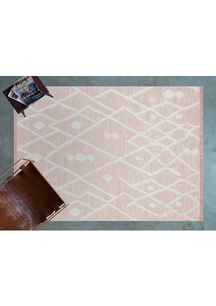 Pembe Etnik Modern Etnik Desenli Halı | Makinada Yıkanabilir | Hav Toz Vermez | Leke Tutmayaz | Kaymaz Taban | Dijital Makine Baskı | Salon Yolluk Mutfak Halısı modelleri