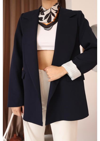 Kadın Lacivert Kol Detaylı Blazer Ceket modelleri