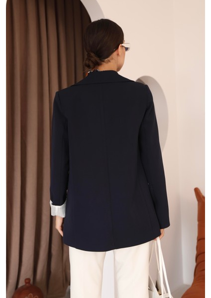 Kadın Lacivert Kol Detaylı Blazer Ceket fırsatları