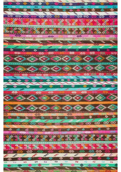 Renkli Etnik Modern Etnik Desenli Halı | Makinada Yıkanabilir | Hav Toz Vermez | Leke Tutmayaz | Kaymaz Taban | Dijital Makine Baskı | Salon Yolluk Mutfak Halısı