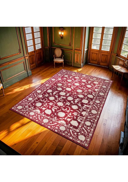 Bordo Çiçekli Modern Etnik Desenli Halı | Makinada Yıkanabilir | Hav Toz Vermez | Leke Tutmayaz | Kaymaz Taban | Dijital Makine Baskı | Salon Yolluk Mutfak Halısı modelleri