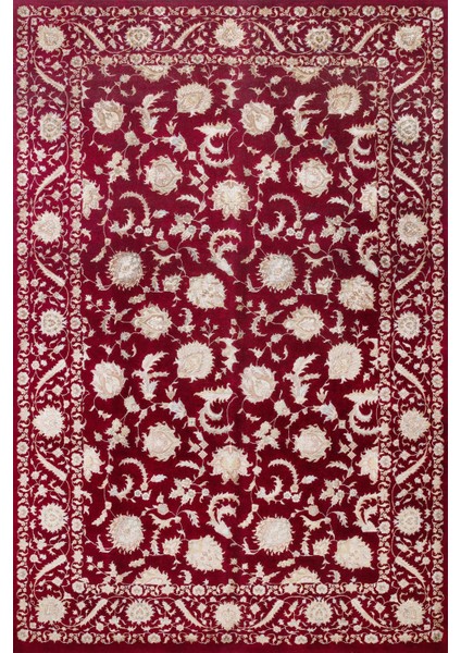 Bordo Çiçekli Modern Etnik Desenli Halı | Makinada Yıkanabilir | Hav Toz Vermez | Leke Tutmayaz | Kaymaz Taban | Dijital Makine Baskı | Salon Yolluk Mutfak Halısı