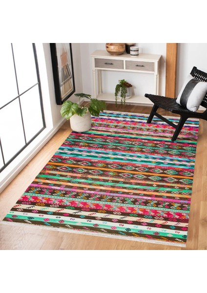 Renkli Etnik Modern Etnik Desenli Halı | Makinada Yıkanabilir | Hav Toz Vermez | Leke Tutmayaz | Kaymaz Taban | Dijital Makine Baskı | Salon Yolluk Mutfak Halısı modelleri