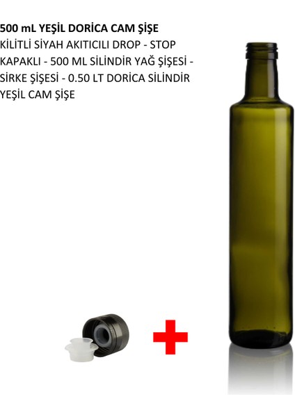 2 Adet 500 ml Yeşil Dorica Cam Şişe Drop Kapaklı Yağdanlık,sosluk, Sirkelik - Sirke, Şarap, Kefir Vb. Fermente Ürünleri Şişelemek Için Basınca Dayanıklıdır