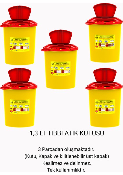 1,3 Lt Tıbbi Atık Kutusu 5'li