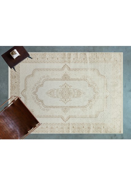 Krem Göbekli Modern Etnik Desenli Halı | Makinada Yıkanabilir | Hav Toz Vermez | Leke Tutmayaz | Kaymaz Taban | Dijital Makine Baskı | Salon Yolluk Mutfak Halısı fiyatları