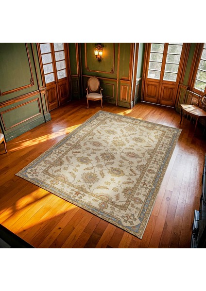 Krem Çiçekli Modern Etnik Desenli Halı | Makinada Yıkanabilir | Hav Toz Vermez | Leke Tutmayaz | Kaymaz Taban | Dijital Makine Baskı | Salon Yolluk Mutfak Halısı modelleri