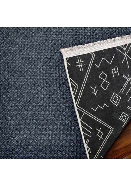 Siyah Etnik Modern Etnik Desenli Halı | Makinada Yıkanabilir | Hav Toz Vermez | Leke Tutmayaz | Kaymaz Taban | Dijital Makine Baskı | Salon Yolluk Mutfak Halısı fırsatları