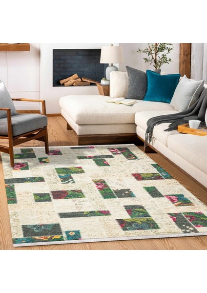 Krem Karabağ Modern Etnik Desenli Halı | Makinada Yıkanabilir | Hav Toz Vermez | Leke Tutmayaz | Kaymaz Taban | Dijital Makine Baskı | Salon Yolluk Mutfak Halısı fiyatları