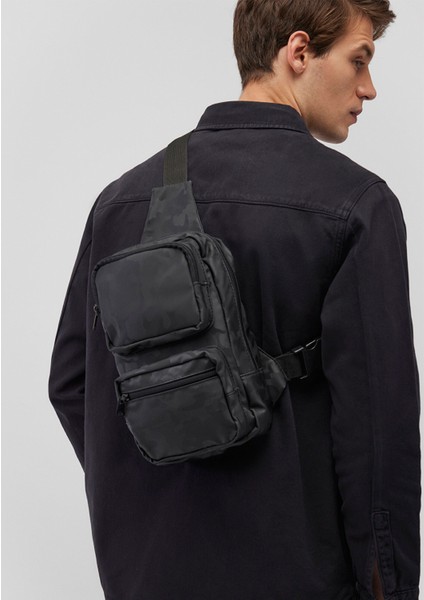 Kamuflaj Baskılı Siyah Çapraz Çanta 091811-900