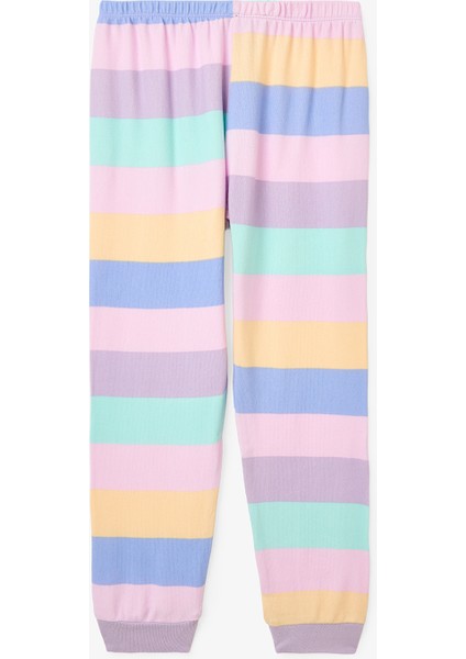 Pembe Kız Çocuk Çizgili Pijama Takımı modelleri