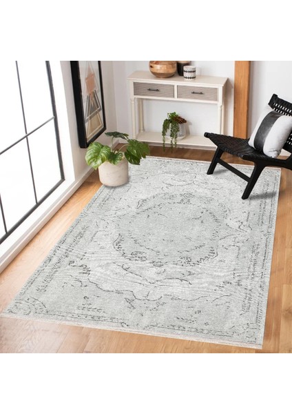 Gri Göbekli Modern Etnik Desenli Halı | Makinada Yıkanabilir | Hav Toz Vermez | Leke Tutmayaz | Kaymaz Taban | Dijital Makine Baskı | Salon Yolluk Mutfak Halısı modelleri