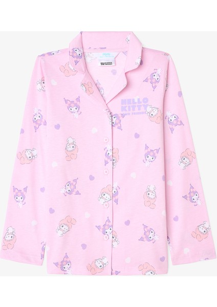 Açık Pembe Kız Çocuk Kuromi Friends Pamuklu Gömlek Pijama Takımı fiyatları