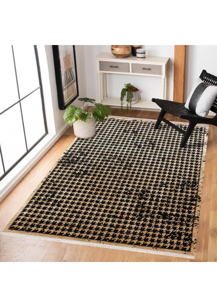 Siyah Kazayağı Modern Etnik Desenli Halı | Makinada Yıkanabilir | Hav Toz Vermez | Leke Tutmayaz | Kaymaz Taban | Dijital Makine Baskı | Salon Yolluk Mutfak Halısı modelleri