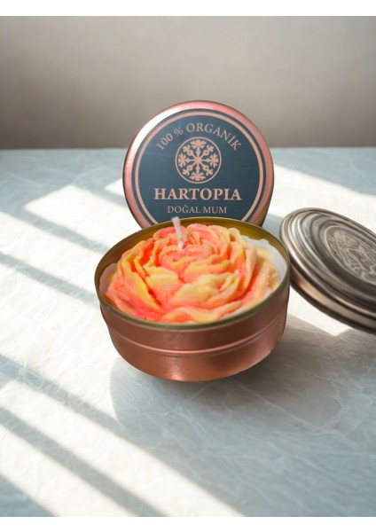 Hartopia-Doğal Mum Şakayık Çiçeği Teneke Kutu