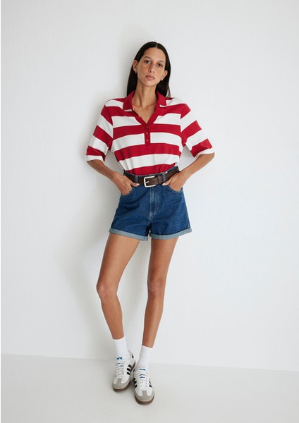 Clara 90lar Gölgeli Derin Mavi Jean Şort 1450132042