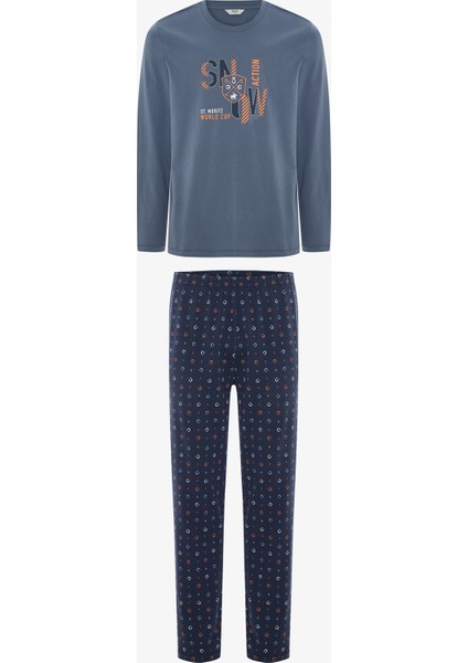 Erkek Snow Çizgili Pijama Takımı