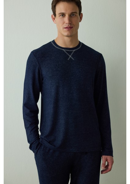 Lacivert Erkek Basic Uzun Kollu Pijama Takımı fiyatları