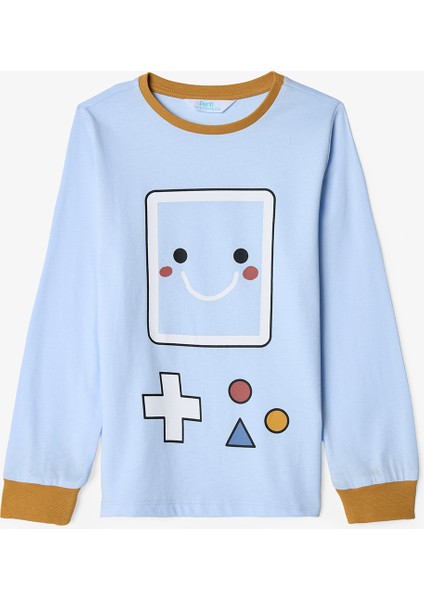 Erkek Çocuk Let's Play Oyun Desenli Pamuklu Uzun Kollu 2'li Pijama Takımı modelleri