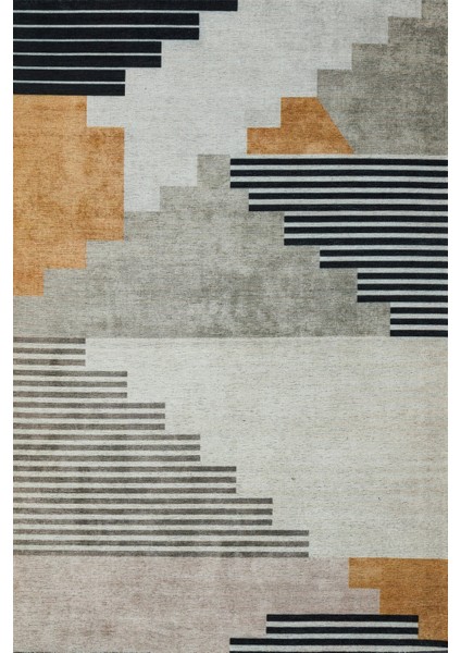 Gri Geometrik Modern Etnik Desenli Halı | Makinada Yıkanabilir | Hav Toz Vermez | Leke Tutmayaz | Kaymaz Taban | Dijital Makine Baskı | Salon Yolluk Mutfak Halısı