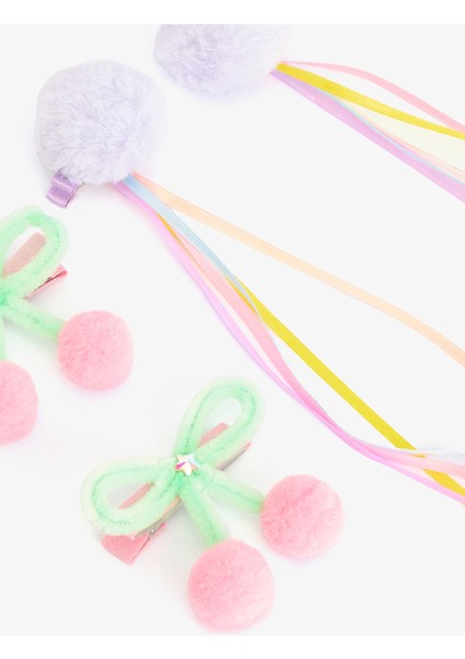 Renkli Kız Çocuk Ponponlu 4'lü Toka Seti fiyatları