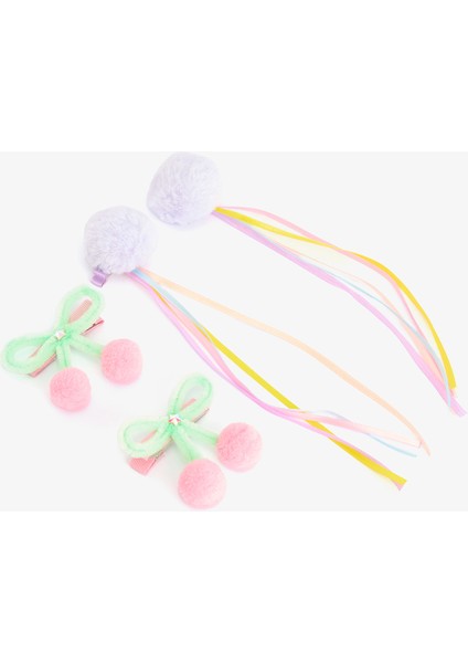 Renkli Kız Çocuk Ponponlu 4'lü Toka Seti modelleri