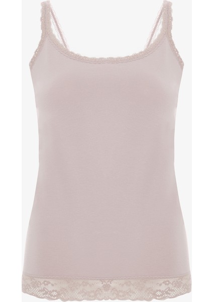 Gül Kurusu V Yaka Ince Askılı Pamuklu Atlet