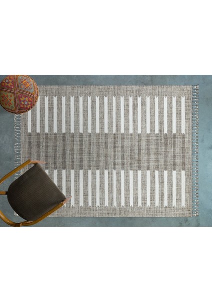 Kahve Çizgili Modern Etnik Desenli Halı | Makinada Yıkanabilir | Hav Toz Vermez | Leke Tutmayaz | Kaymaz Taban | Dijital Makine Baskı | Salon Yolluk Mutfak Halısı modelleri