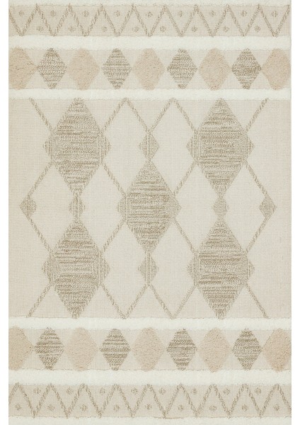 Krem Geometrik Modern Etnik Desenli Halı | Makinada Yıkanabilir | Hav Toz Vermez | Leke Tutmayaz | Kaymaz Taban | Dijital Makine Baskı | Salon Yolluk Mutfak Halısı