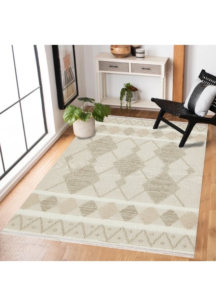 Krem Geometrik Modern Etnik Desenli Halı | Makinada Yıkanabilir | Hav Toz Vermez | Leke Tutmayaz | Kaymaz Taban | Dijital Makine Baskı | Salon Yolluk Mutfak Halısı fiyatları