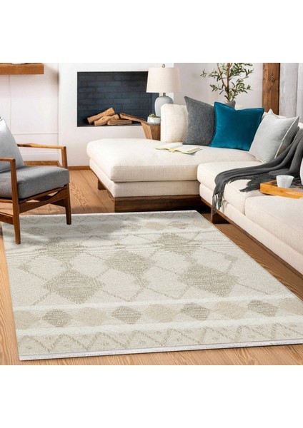 Krem Geometrik Modern Etnik Desenli Halı | Makinada Yıkanabilir | Hav Toz Vermez | Leke Tutmayaz | Kaymaz Taban | Dijital Makine Baskı | Salon Yolluk Mutfak Halısı modelleri