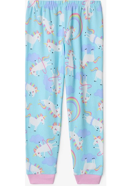 Açık Mavi Kız Çocuk Unicorn Desenli Pijama Takımı modelleri