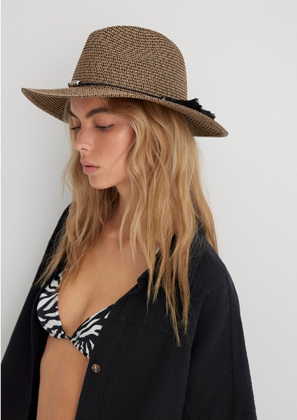 Püskül Detaylı Hasır Şapka 198401-33267