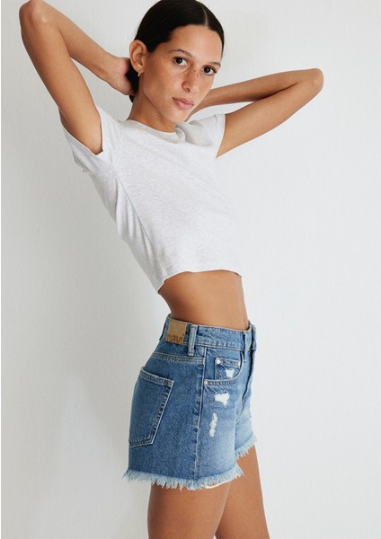 Rosie 90lar Koyu Mavi Jean Şort 1447433874