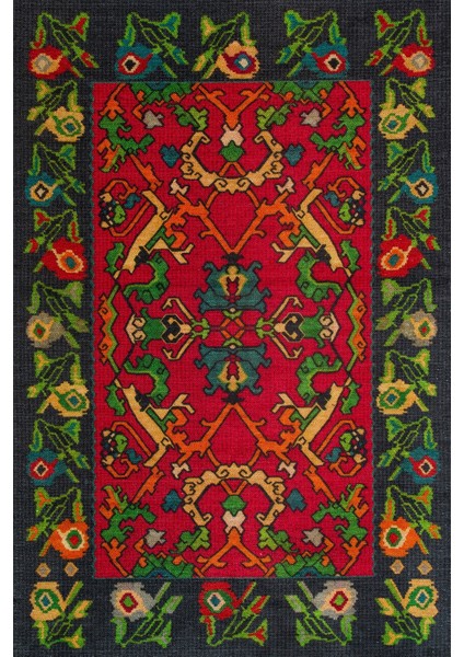 Kırmızı Etnik Modern Etnik Desenli Halı | Makinada Yıkanabilir | Hav Toz Vermez | Leke Tutmayaz | Kaymaz Taban | Dijital Makine Baskı | Salon Yolluk Mutfak Halısı