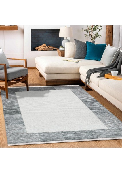 Gri Çerçeveli Modern Etnik Desenli Halı | Makinada Yıkanabilir | Hav Toz Vermez | Leke Tutmayaz | Kaymaz Taban | Dijital Makine Baskı | Salon Yolluk Mutfak Halısı fiyatları