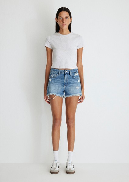 Rosie 90lar Koyu Mavi Jean Şort 1447433874