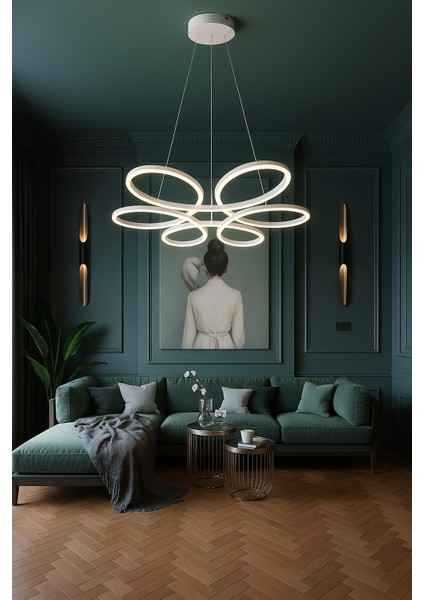 Avize Beyaz Flowa Beyaz Ledli Sarkıtmalı Ultra Süper Ledli (60CM)