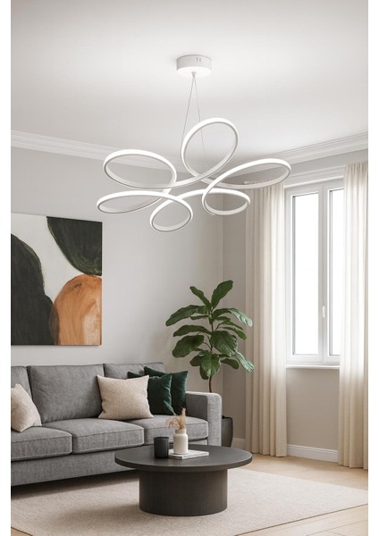 Avize Beyaz Flowa Beyaz Ledli Sarkıtmalı Ultra Süper Ledli (60CM) fiyatları