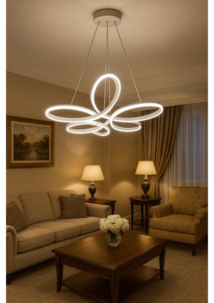 Avize Beyaz Flowa Beyaz Ledli Sarkıtmalı Ultra Süper Ledli (60CM) modelleri