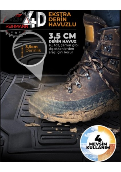 Ford F 150- Super Crew 2009-2010-2011-2012-2013-2014 Oto Paspas Kesilebilir Siyah,dayanıklı,zemin Koruma,esnek,derin Havuzlu Araba Paspas