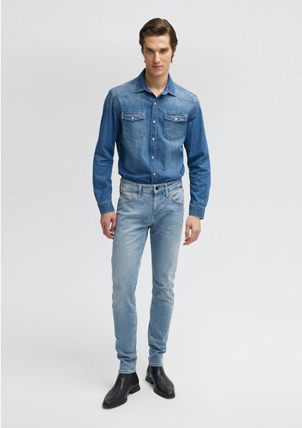 Kvnç Mavi Black Gölgeli Açık İndigo Mavisi Jean Pantolon 001070-33974