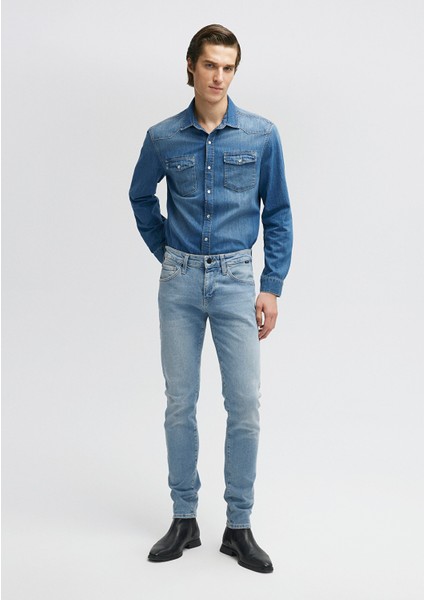 Kvnç Mavi Black Gölgeli Açık İndigo Mavisi Jean Pantolon 001070-33974