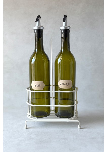 Metal Krem Standlı Yeşil Cam Yağdanlık Seti ( Iki Farklı Etiket) fırsatları