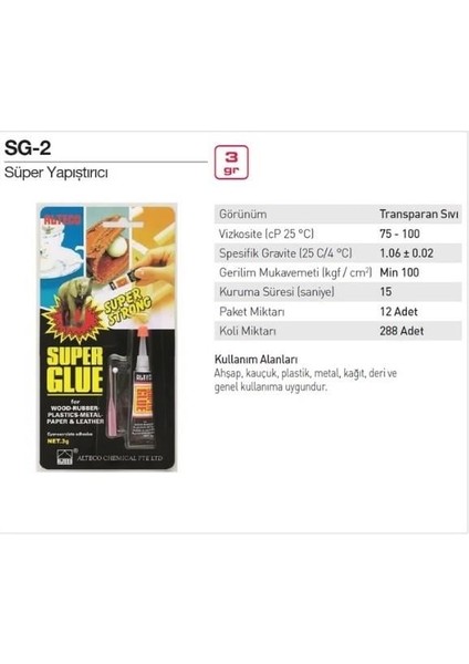 Süper Yapıştırıcı 3gr modelleri